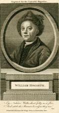 Portrait of William Hogarth from Universal magazine 1700s