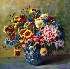Vintage calendar art Florals