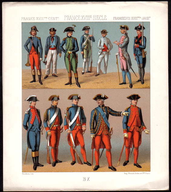Racinet history of Military costume lithographs 1876-1888
