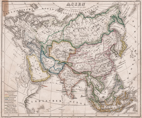 Antique Maps of Asia, Asia Minor, Tartary, China, Japan, East India ...