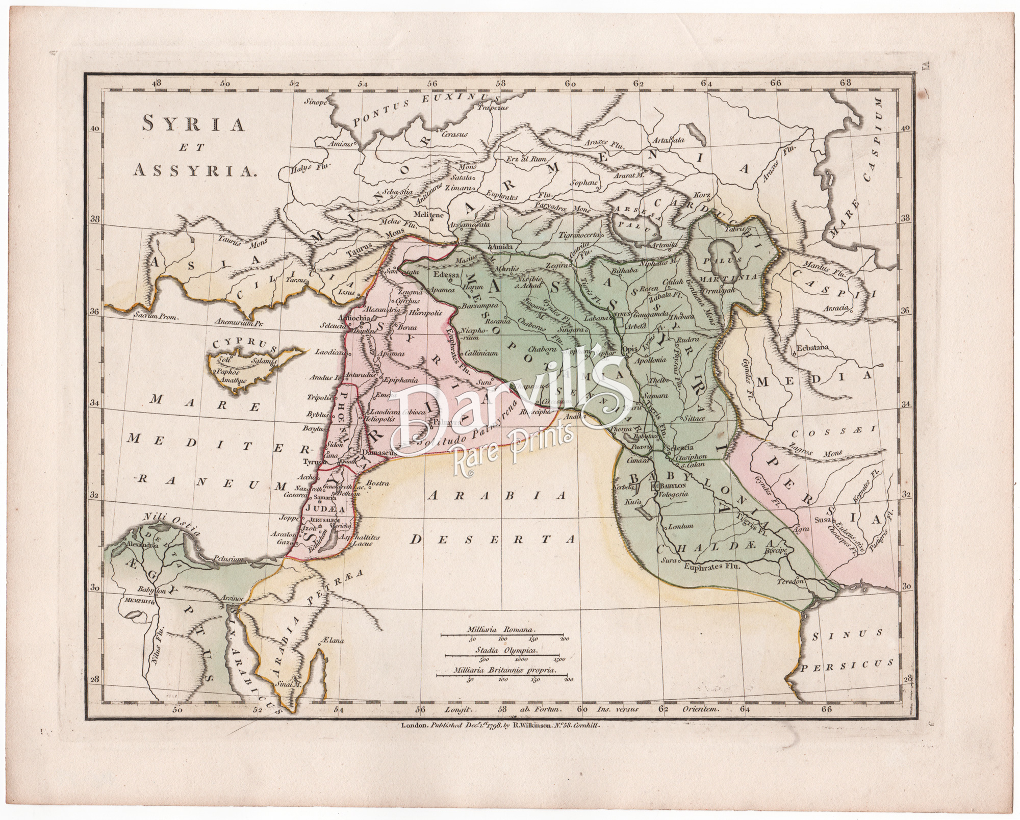 Antique Maps of The Middle East – Syria, Palestine, Holy Land, Biblical ...