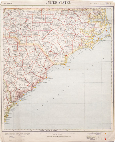 Antique maps of American regions and state Letts 1884