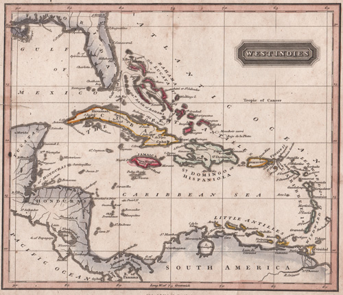 Antique maps of Mexico, the Caribbean (West Indies) and Central America