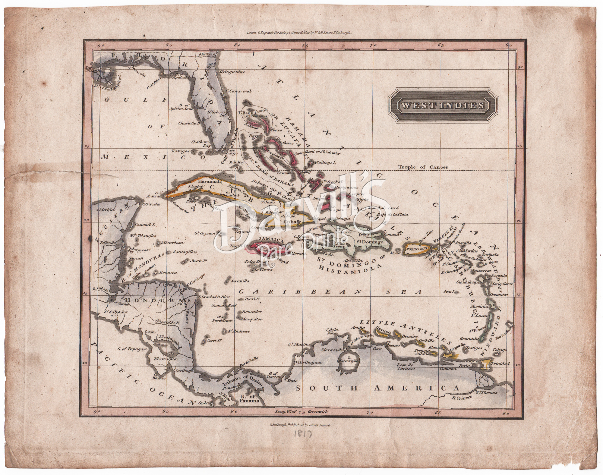 Antique maps of Mexico, the Caribbean (West Indies) and Central America