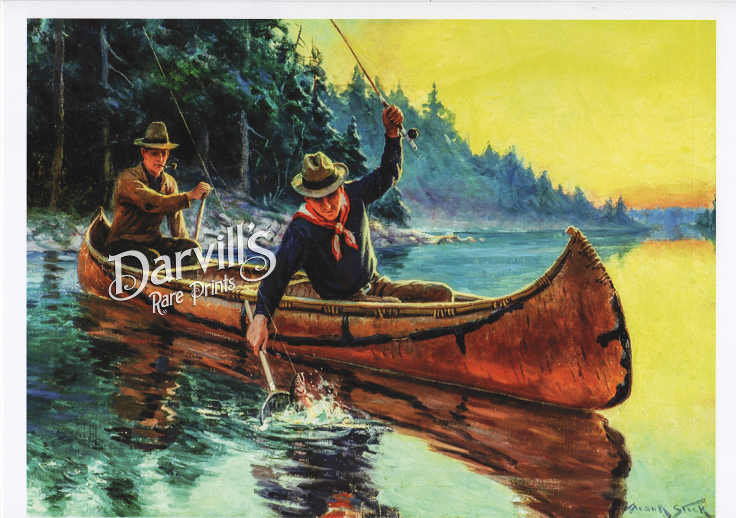  Red Canoe Fly Fishing Art Print by Artist DJ Rogers: Posters &  Prints