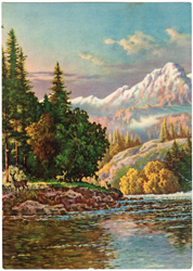 Vintage calendar art print of beautiful landscapes