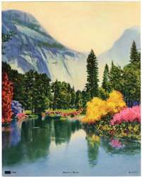 Vintage calendar art print of beautiful landscapes