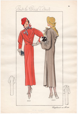 original vintage Chic Parisien hand colored fashion prints, models ...