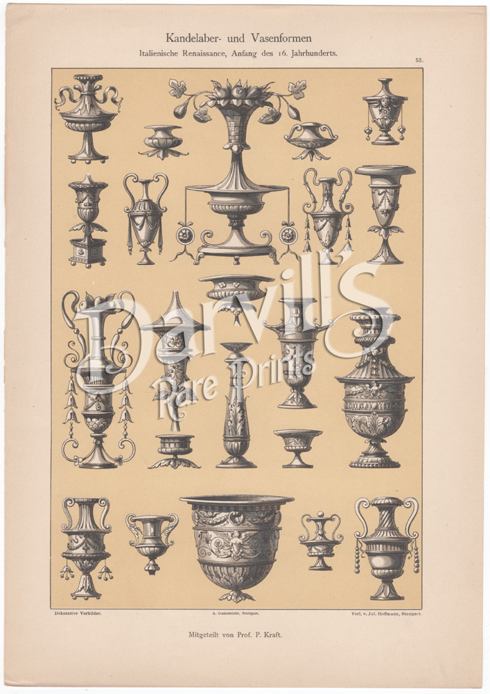 Original antique prints of design elements from 