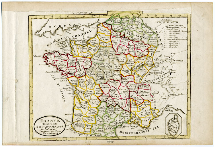 France divided into Departments, BJ Sharman 1800 atlas