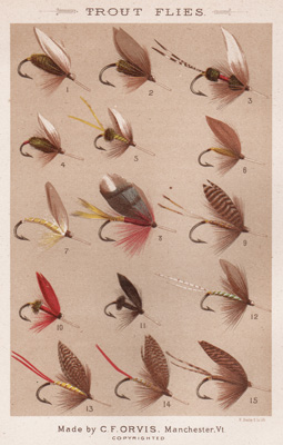 Favorite Flies and Their Histories by Mary Orvis Marbury (1892) original  antique prints of fishing flies