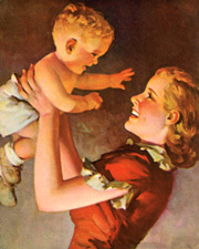 Vintage prints of mothers with babies, family, etc.